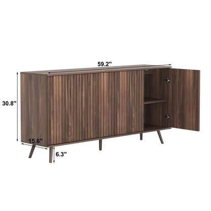 Walnut Sideboard Buffet Cabinet - Long Storage Console