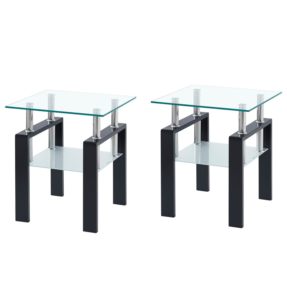 Small Clear Tempered Glass Table - Living Room End Table