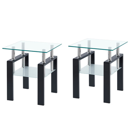 Small Clear Tempered Glass Table - Living Room End Table
