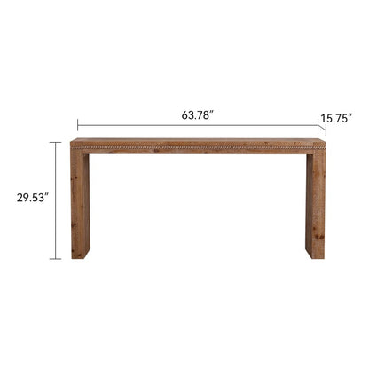 63.78" Natural Wood Console Table - Farmhouse Entryway Sofa Table for Living Room