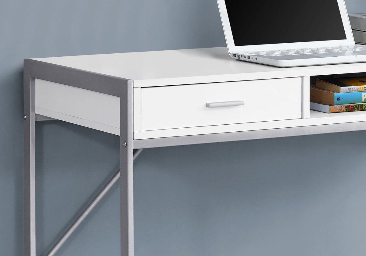Computer Desk, White MDF Storage Drawers - 48" Workstation