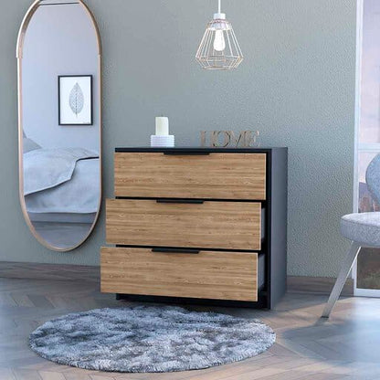 Multicolor Industrial Particle Board Three Drawer Bedroom Dresser