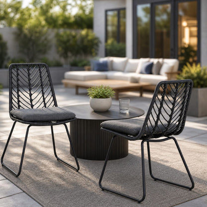 Gray PE Rattan Patio Chairs - 2-Piece Set with Cushions