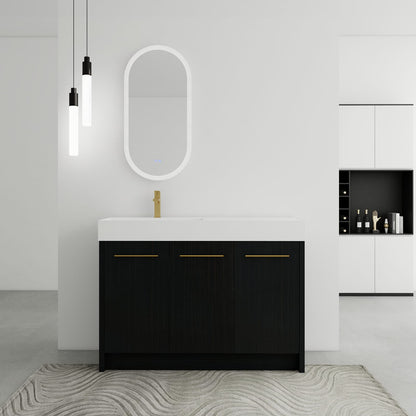48 Inch Bathroom Vanity - Black Chestnut Plywood Storage