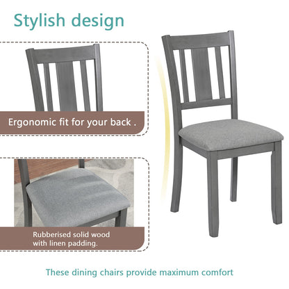 Gray Rectangular Dining Table Set - Seats 4