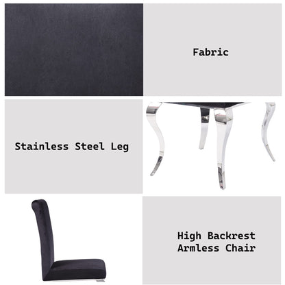 Modern Black Silver Upholstered Dining Chairs for Kitchen Seating