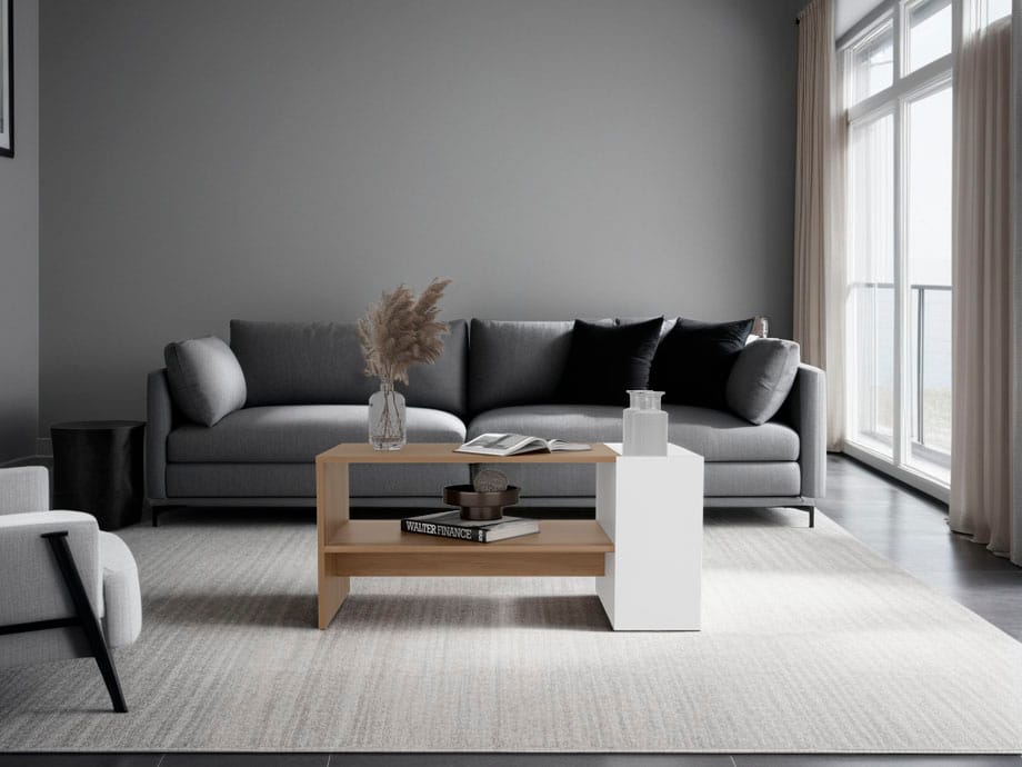 Multi-Tone Engineered Wood Coffee Table - 17.75 x 35.7 x 16.5 Inches