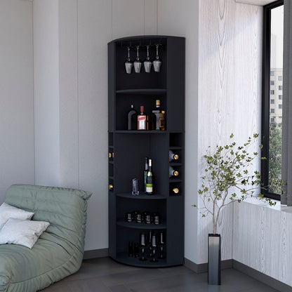 Wenge 5 Shelf Corner Bar Cabinet - Living Room Storage