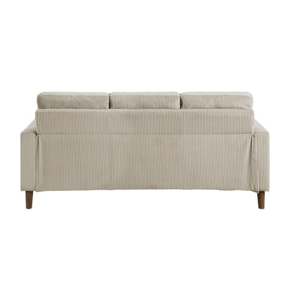 Taupe Corduroy Sofa with Solid Wood Frame for Modern Living Rooms