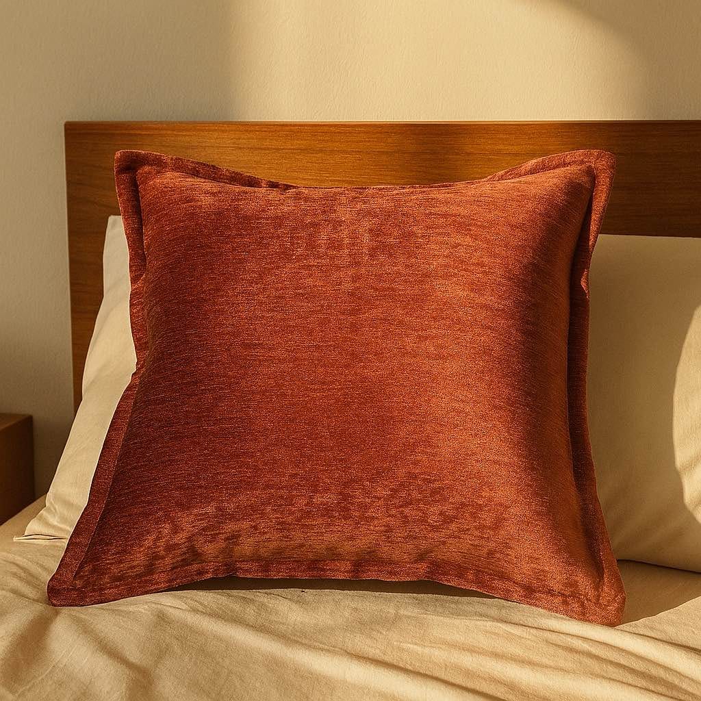 Reddish Brown Polyester Velvet Throw Pillow 20x20