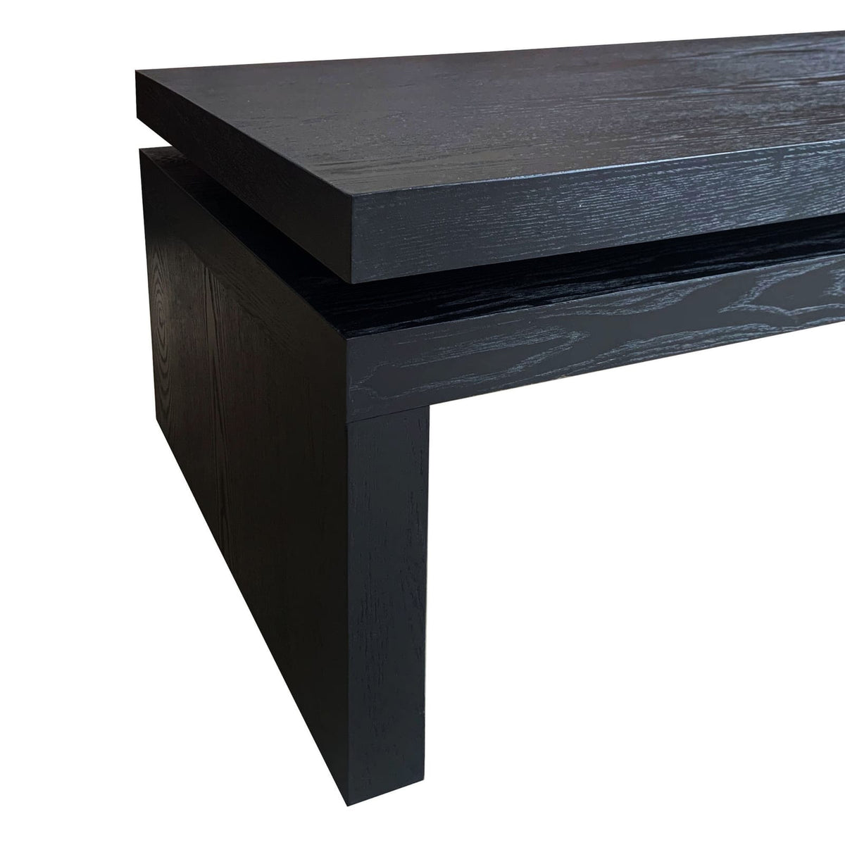 Living Room Antique Black Ash Wood Coffee Table - Rectangular Dining Table 47.6" L