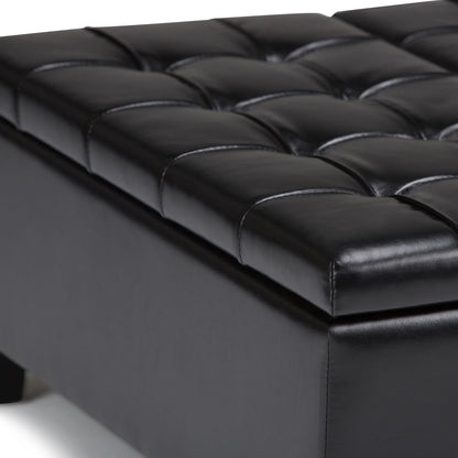 Harrison 36 Inch Wide Coffee Table Storage Ottoman - Black Vegan Leather