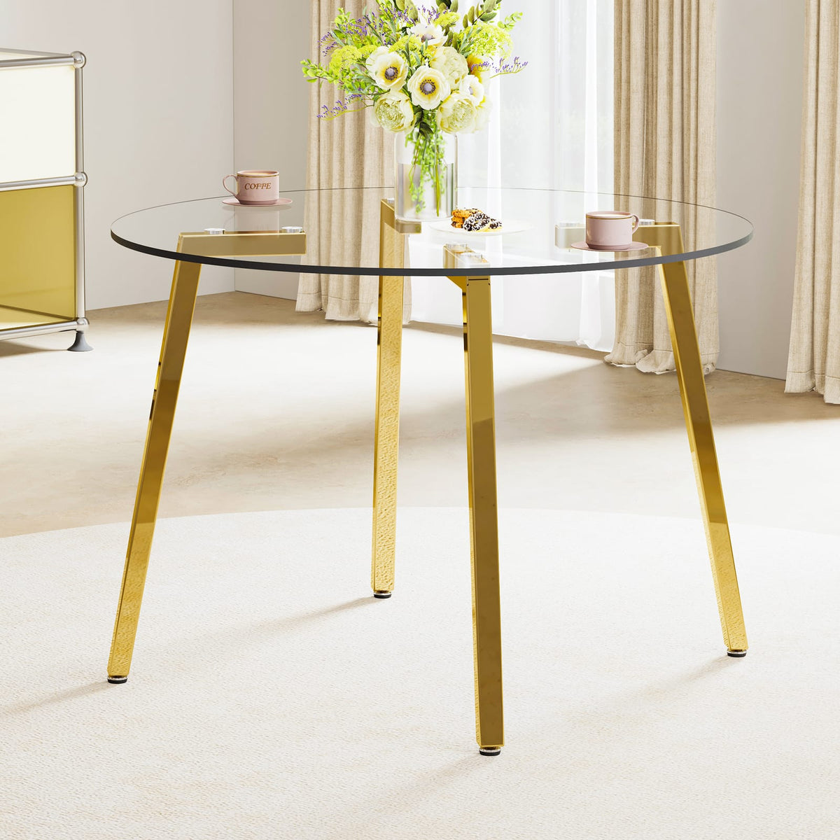 Transparent Tempered Glass Dining Table - 42" Round