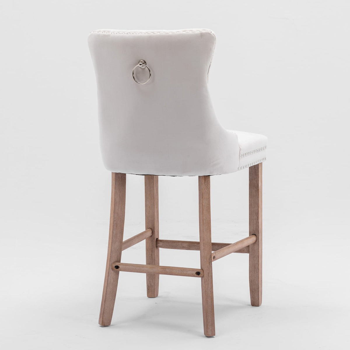 Beige Velvet Barstools Set of 2 - Modern Dining Chairs