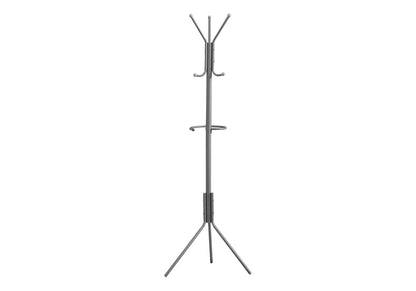 Silver Metal Hall Tree Coat Rack - 6 Hooks Free Standing Entryway Organizer