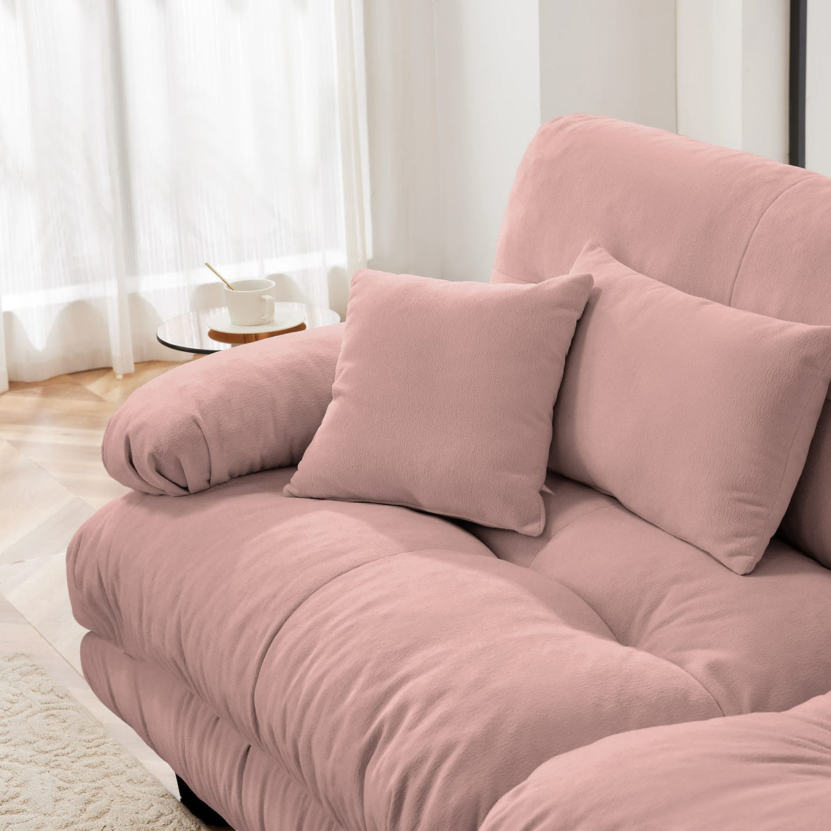 Pink Chenille Pariss Sofa - 2 Seat Armless