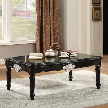 Black Rectangular Coffee Table - 55" x 31" Solid Wood