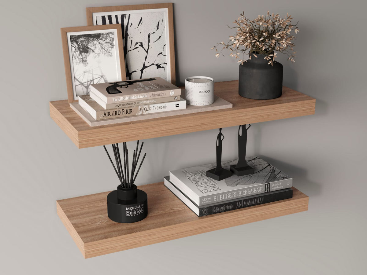 Ecco 31.5" Wide Floating Shelves Set of 2 - Light Brown
