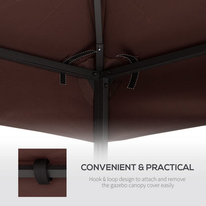 Outsunny 9.8' Gazebo Replacement Canopy - Brown Polyester, Durable UV Cover