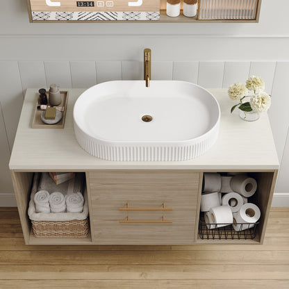 White Ceramic Bathroom Vanity with Oval Sink