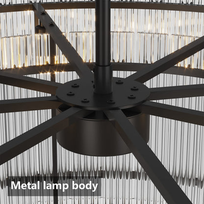 37 Inch Black Round Chandelier - Modern Water Wave Design