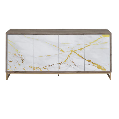 Champagne Synthetic Wood Console Cabinet - 16"W x 65"H x 30"D for Living Room
