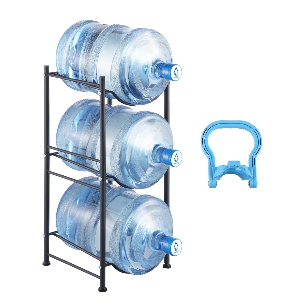 Black Iron 3 Tier Water Jug Holder - Shelf for Bottles
