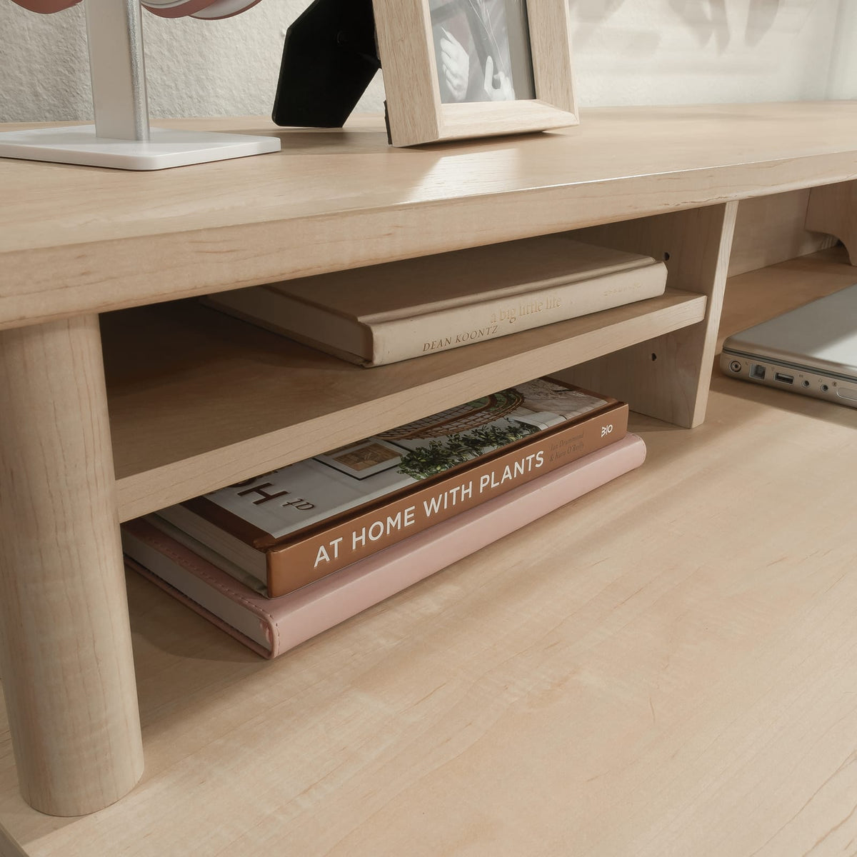 Hutch with Storage Cubbyholes - White Engineered Wood Desk