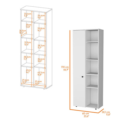White Modern Kitchen Pantry - 5 Shelves, Particle Board