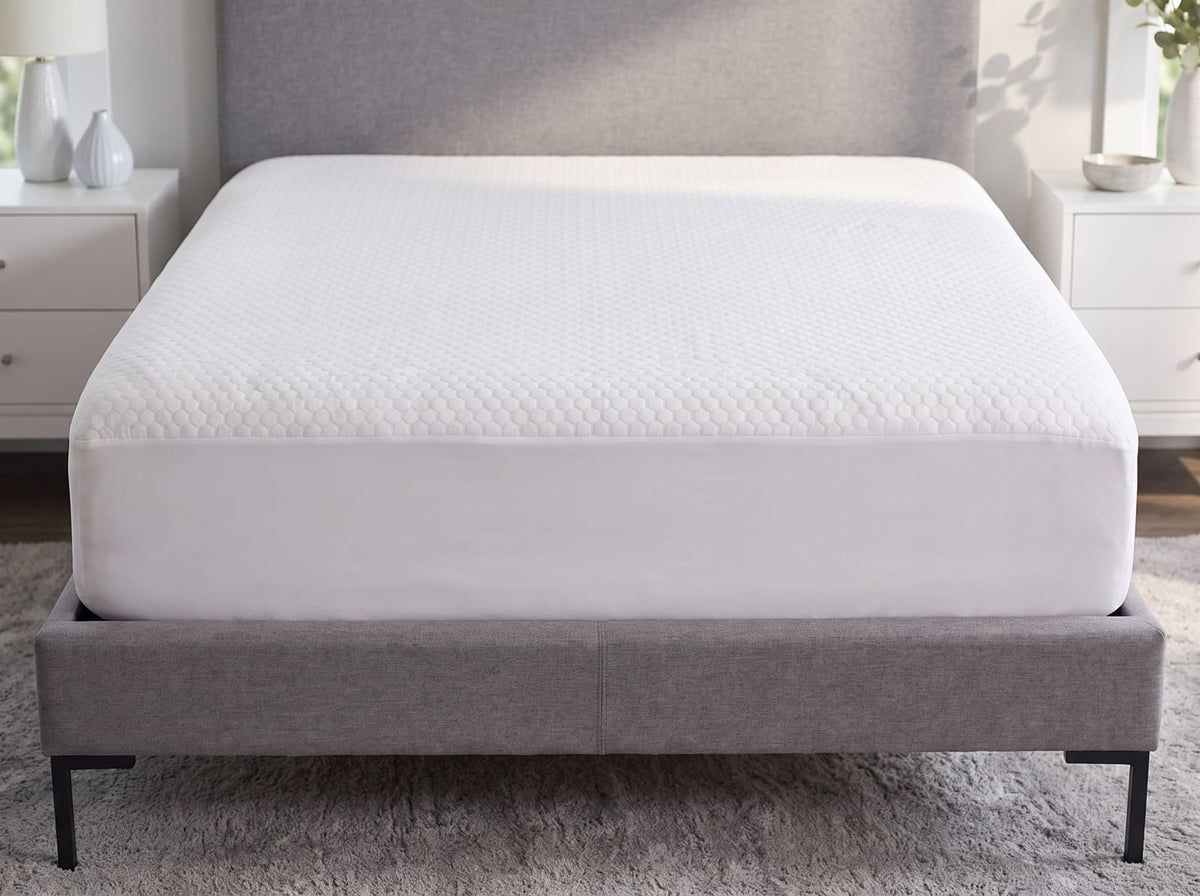 Cooling Twin Mattress Protector - White Polyester