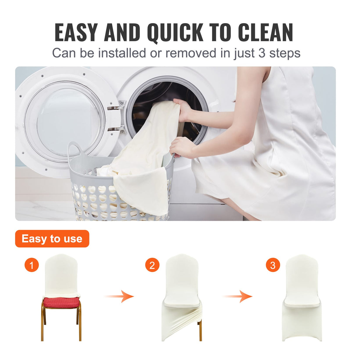 White Spandex Chair Covers for Dining and Event Decor