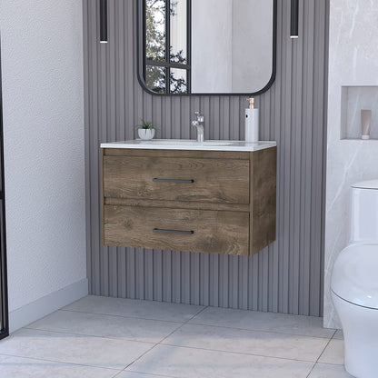 Dark Brown Wall Mounted Bathroom Vanity with Sink for Bathroom Renovation
