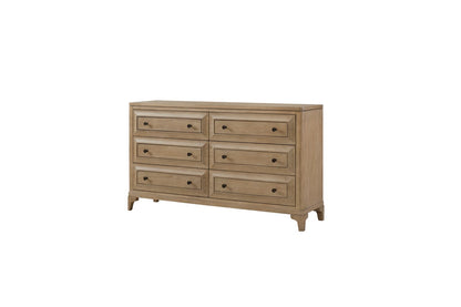 Modern 6 Drawer Dresser Sand Finish - Solid Wood MDF