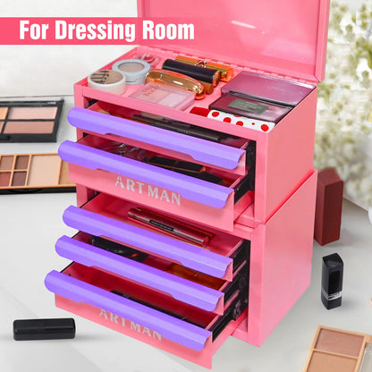 Pink Purple Steel Tool Cabinet Drawers - 5 Drawer Organizer