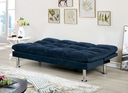 Navy Microfiber 2 Seat Futon Bed - Contemporary Style for Living Room