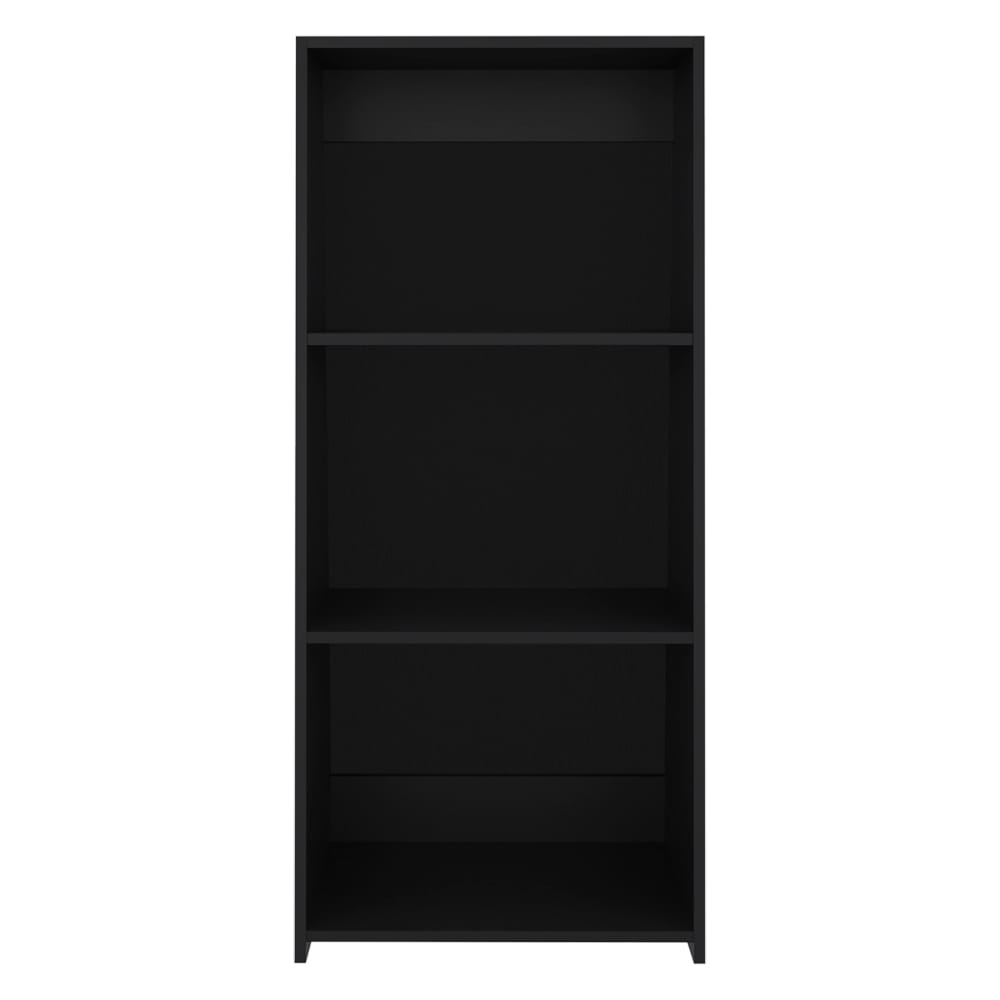 Black Engineered Wood Bookshelf - 3 Shelves