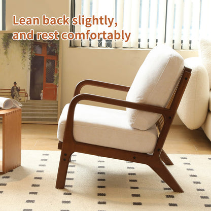 White Fabric Accent Chair - Bedroom Reading Chair for Living Room