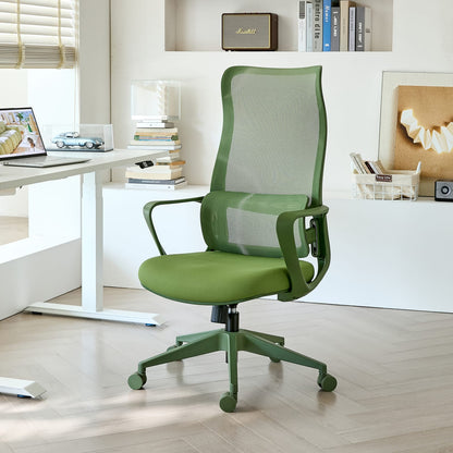 Green Ergonomic Office Chair - Adjustable Lumbar Support, Mesh Back for Home Office