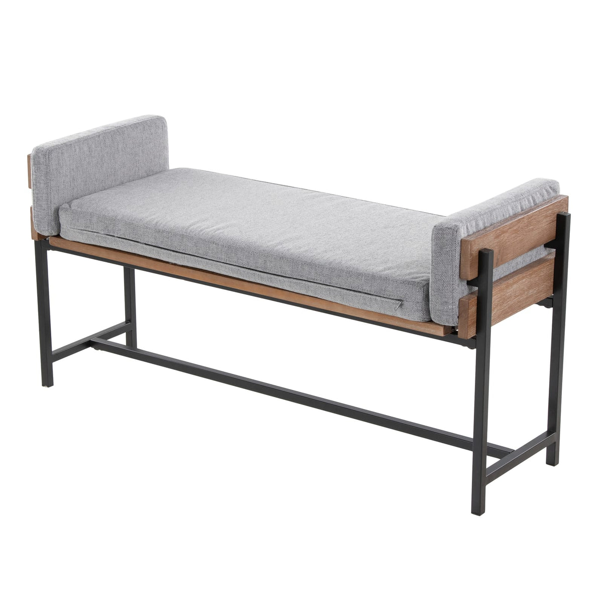 Grey Fabric Bench - Farmhouse Style Dining Benches
