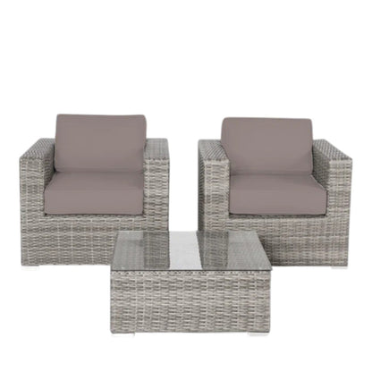 Gray Wicker Patio Furniture Set 2 Person with Cushions