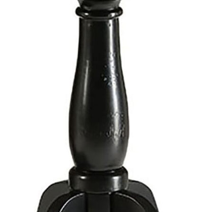 Round Black Wood Accent Table with Turned Pedestal for Living Room