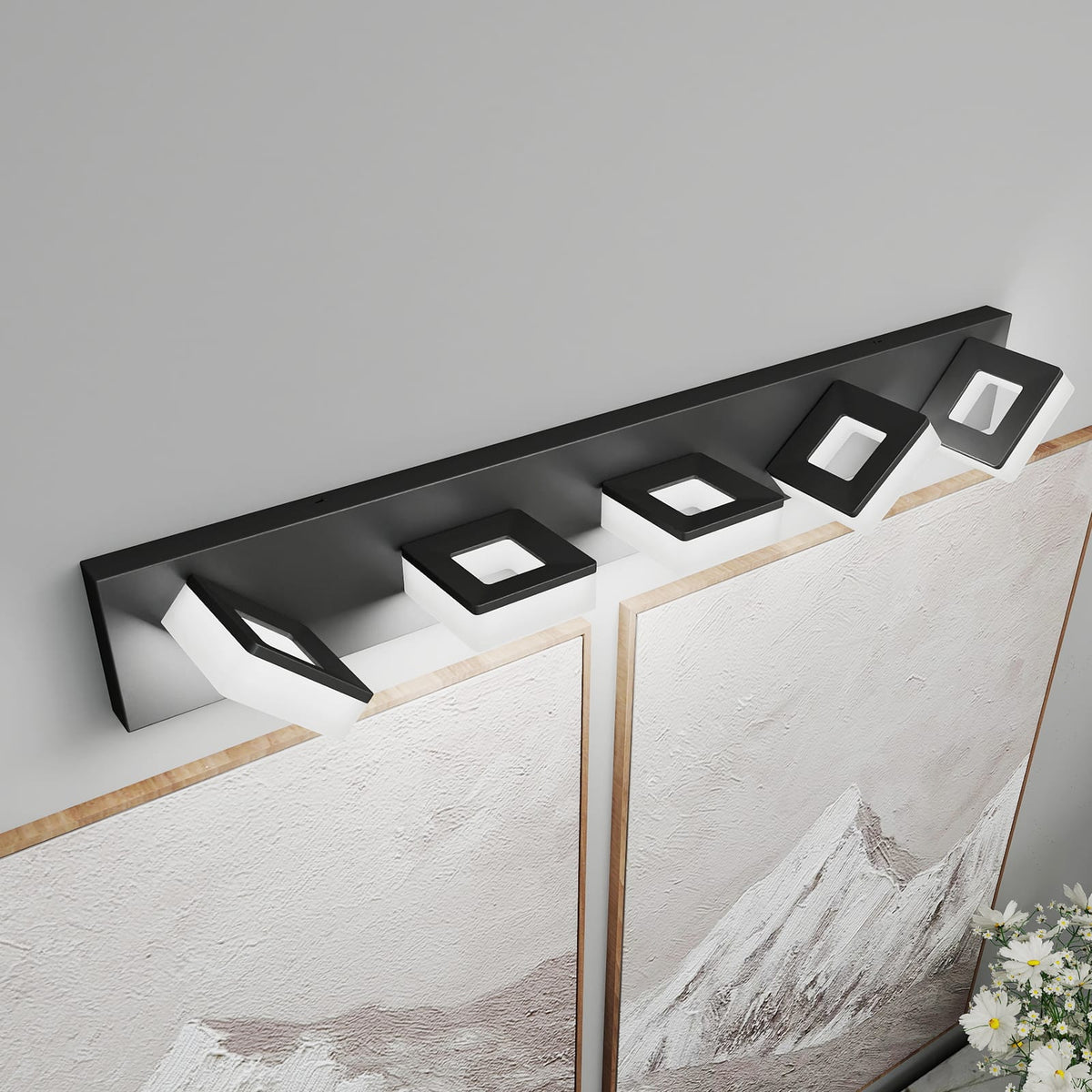 Modern Black Bathroom Vanity Light Fixture - 5-Light LED Wall Sconces