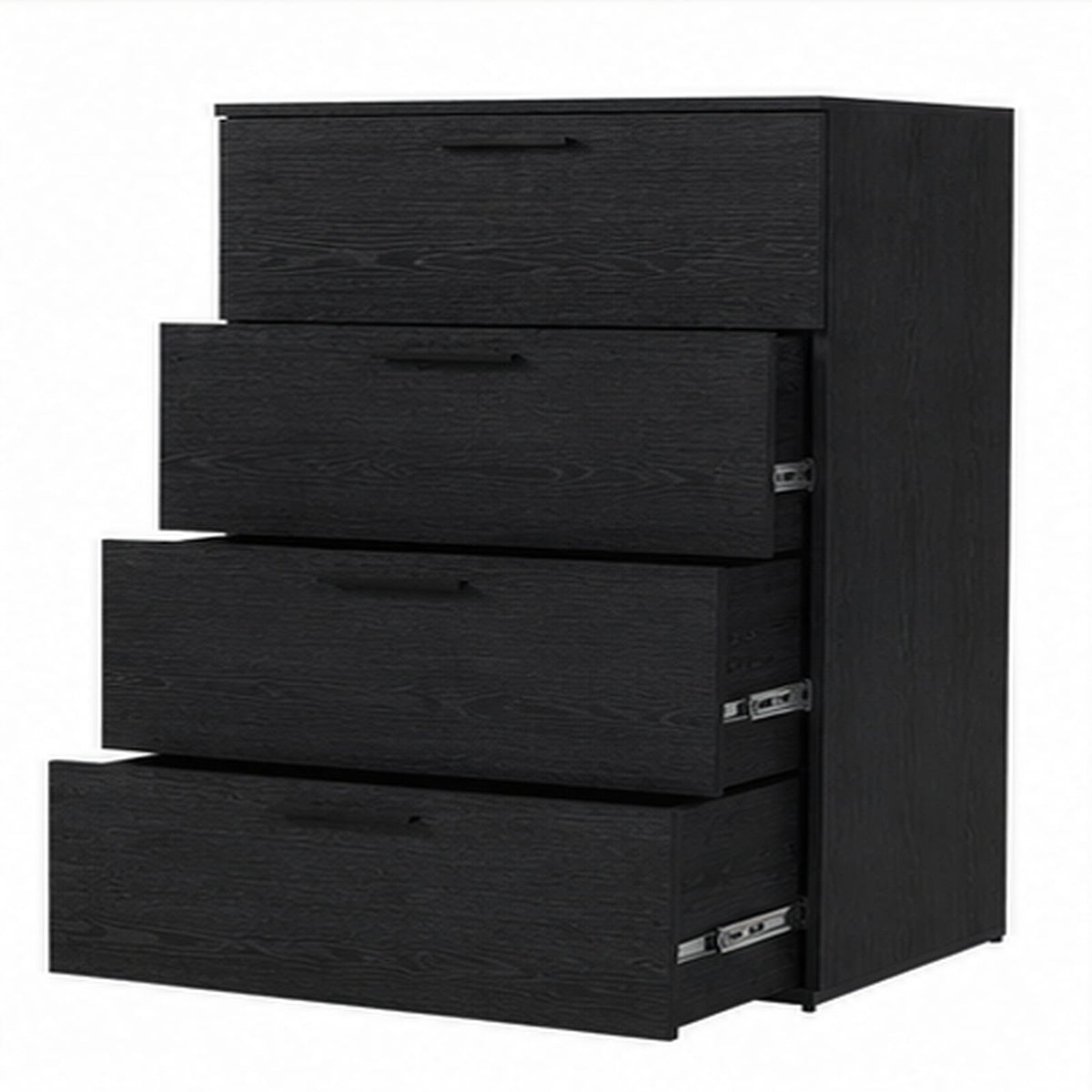 Oliver Four-Drawer Jumbo Chest - Black Wood Dresser