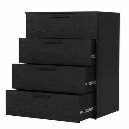 Oliver Four-Drawer Jumbo Chest - Black Wood Dresser