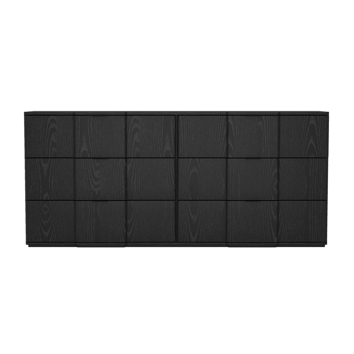72" Black MDF Dresser with 6 Drawers