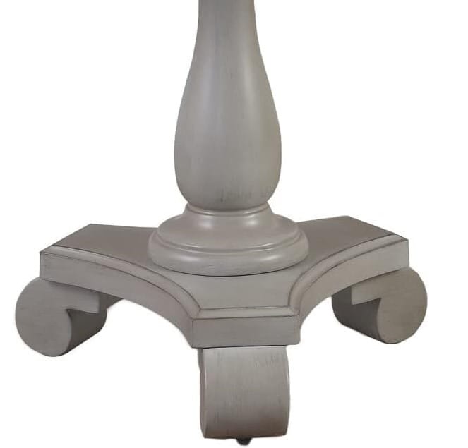 Transitional Gray Round End Table - Living Room Accent