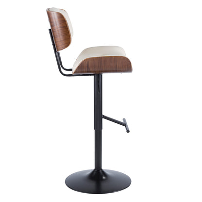 Mid-Century Barstools - Cream Faux Leather Set of 2