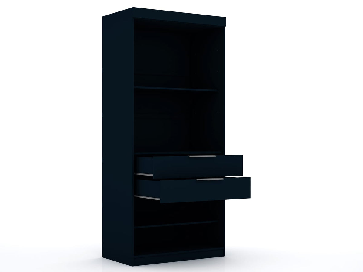 Dark Blue MDF Dresser - 35.98" Wide Wardrobe