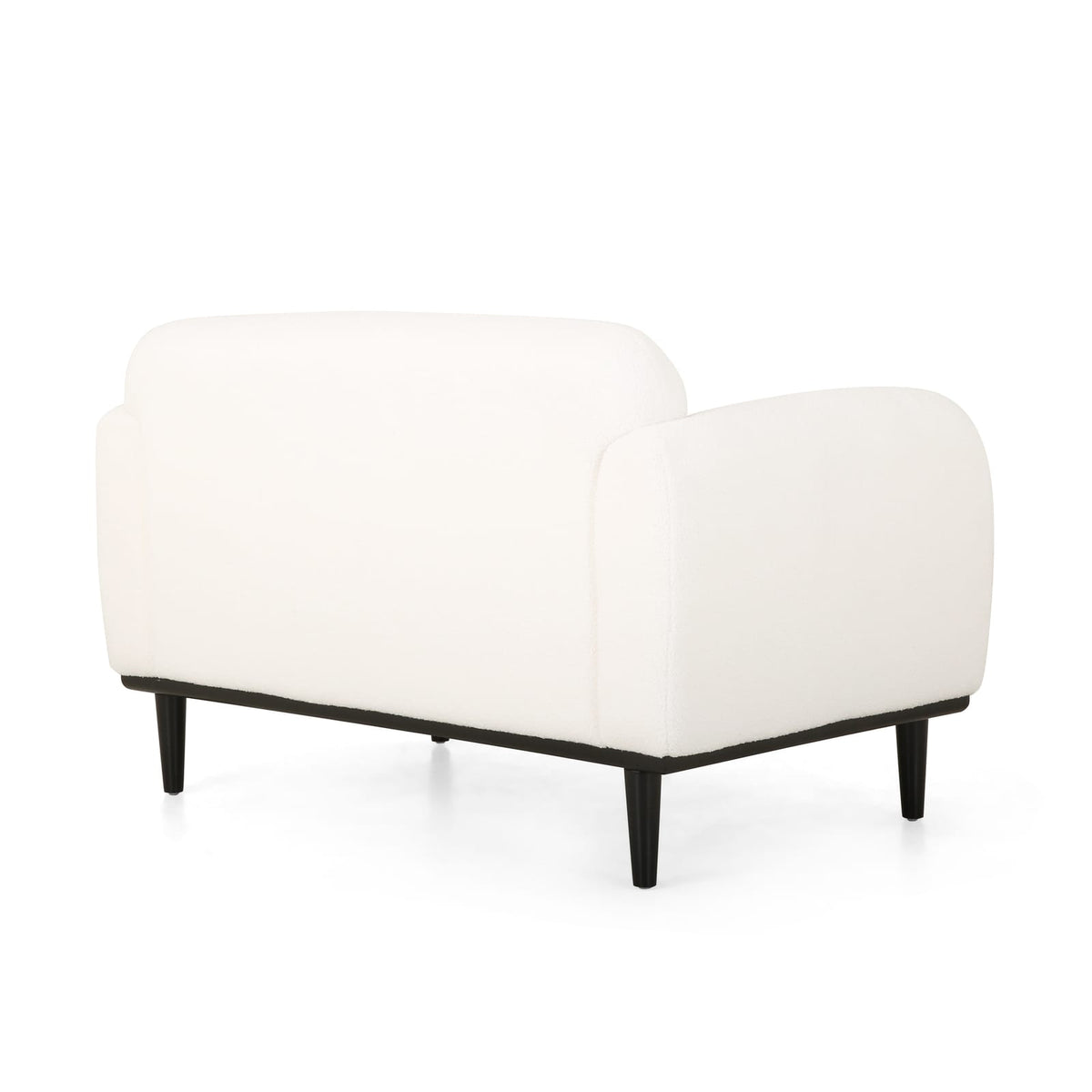 White Polyester Loveseat with Birch Wood Legs for Modern Living Room