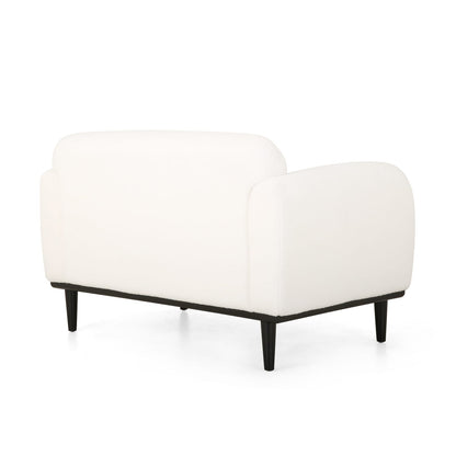 White Polyester Loveseat with Birch Wood Legs for Modern Living Room